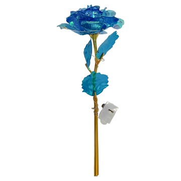 LED單枝金箔玫瑰花  鋁膜七彩藍  1個