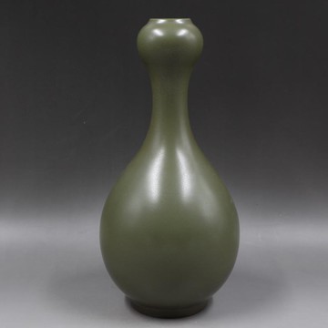 大清雍正年制茶葉沫釉蒜頭瓶民間收藏老貨瓷器家居擺件古董古玩1入