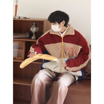 男潮小藍仔棉衣外套刺繡棒球服