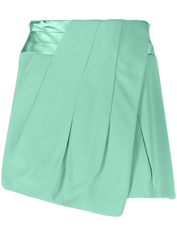 Balmain - asymmetric pleated-panel shorts - women - Viscose - 34 - Green