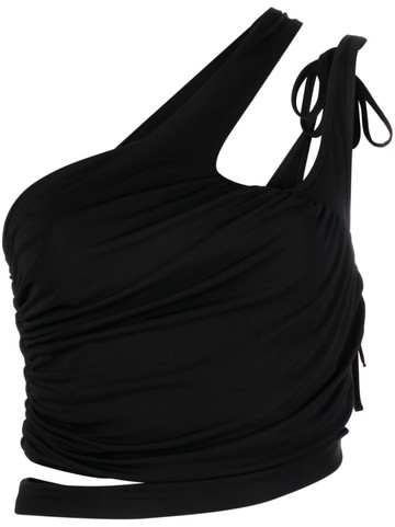 ANDREĀDAMO - draped cropped top - women - Viscose - M - Black