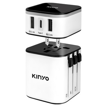 Kinyo 多合一旅行萬國轉接頭  54mm  白色  1個
