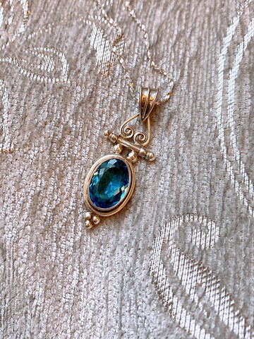 13.5克拉 天然 寶石級 托帕石 墜 手工製 925純銀