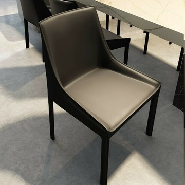 【含稅/免運】 意式輕奢餐椅家用馬鞍皮餐桌椅子吃飯餐廳椅高級感酒店靠背凳子