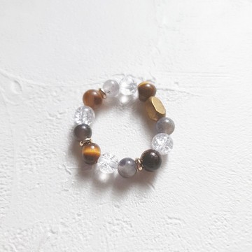 定心金石 天然晶石食指戒 (堇青石.虎眼石.爆花白水晶)考生必備