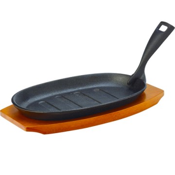 《Utopia》木盤+鑄鐵煎烤盤組- 平底鑄鐵烤盤煎盤