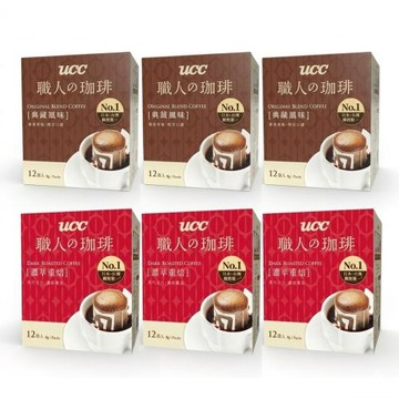 UCC 職人系列-綜合風味濾掛式咖啡 6盒組 (典藏風味+濃萃重焙) (8gx共72入)