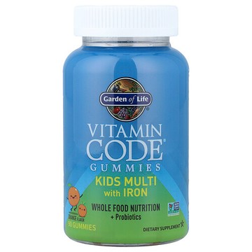 Garden of Life, Vitamin Code® 軟糖，兒童含鐵多維生素，橙味，90 粒軟糖