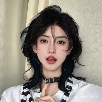 狼尾短髮女短直髮日常oc修臉拍照頭套網紅個性鯔魚頭透氣全頭套式