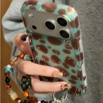 ins韓系甜酷少女 性感豹紋 米菲兔 iPhone 17 16 15 14 Pro max 防摔保護手機殼 玳瑁 KT貓