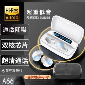 A66真無線藍牙耳機ENC降噪入耳式大容量電池三屏數顯運動游戲耳機