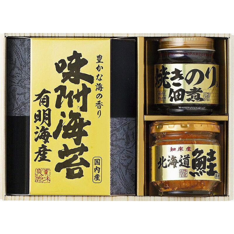 冬の贈り物お歳暮　美味之誉 詰合せ 焼きのり佃煮（85g）・北海道産鮭フレーク（40g）・有明海産味付け海苔（8切12枚入）×各1