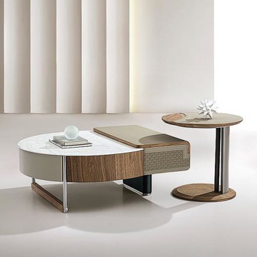 IDEA  現代設計感木紋置物茶几組合/邊几(客廳桌 長桌)