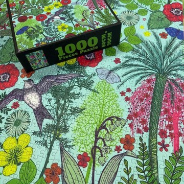 元氣招財  拼圖1000片鳥巢花瓣細閃膜灰卡材質高咬合