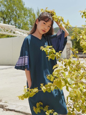 Cotton Standard Fit Dress [Blue Green]