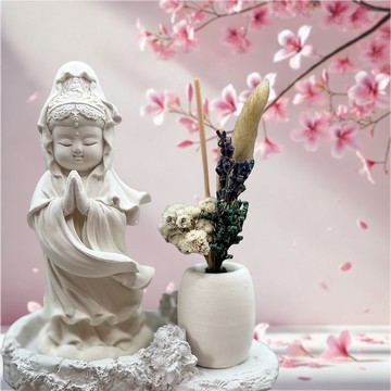 開運 送禮 藝術香氛擺件 淨念吉祥 觀音33 合掌觀音 豪華田園盤