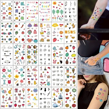 👑大邱紋身👑🇹🇼現貨 粉嫩卡通系列紋身貼套裝 紋身貼紙 刺青貼紙【T28A】微刺青 假刺青 小清新 防水 紋身貼 刺青貼