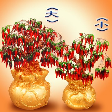 【168開運坊】 招財系列【業績長紅-琉璃紅辣椒聚寶樹*1】開光/擇日