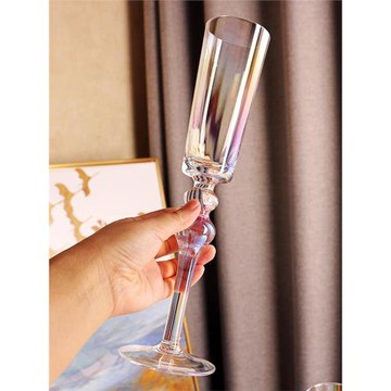 高顏值輕奢彩虹水晶玻璃香檳杯描金紅酒杯精致小酒杯氣泡果酒杯子