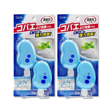 (2盒超值組)日本ST雞仔牌-黏貼吊掛兩用強力消臭垃圾桶液體芳香劑3.2mlx2入/盒-薄荷(藍)(垃圾廚餘回收桶脫臭劑,長效清新約30天)