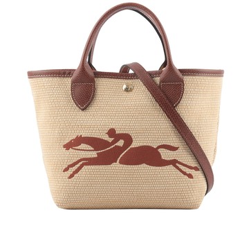 LONGCHAMP S號 LE PANIER PLIAGE 草編二用包/棕色