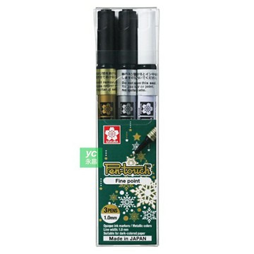 SAKURA 櫻花 PMKA-3CH1 油漆筆 1.0mm (金/銀/白)  3色 /盒【APP滿額下單4%點數(單一帳號最高1000點)】7/31止