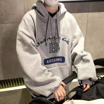 衛衣男連帽韓系寬松字母印花百搭套頭薄款衛衣 上衣男 加絨衛衣 大學長袖連帽衛衣男女 情侶衛衣男女 大尺碼衛衣男 帽T