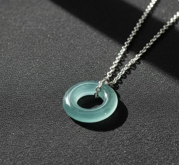 冰種藍水翡翠平安環項鍊 | 天然翡翠A貨 | 送禮