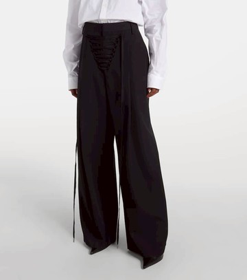Jean Paul Gaultier Lace-up wool wide-leg pants