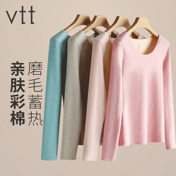 德絨保暖內衣女士加絨蠶絲薄款秋衣秋褲套裝發熱打底衫長袖上衣冬