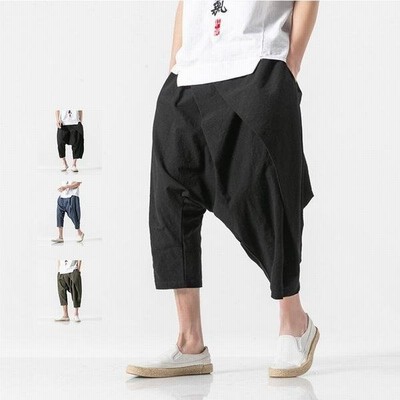 サルエルパンツ メンズ 7分丈 ワイド クロップドパンツ リネンパンツ 夏 綿麻 麻ズボン 通販 Lineポイント最大get Lineショッピング