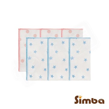 Simba 小獅王辛巴 極柔感印花紗布手帕(3入)-好自藍/點粉粉【悅兒園婦幼生活館】