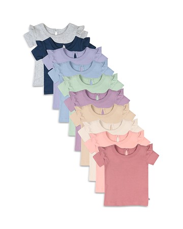 Honest Baby Girls' Short Sleeve Ruffle Tees, Pack of 10 - Baby