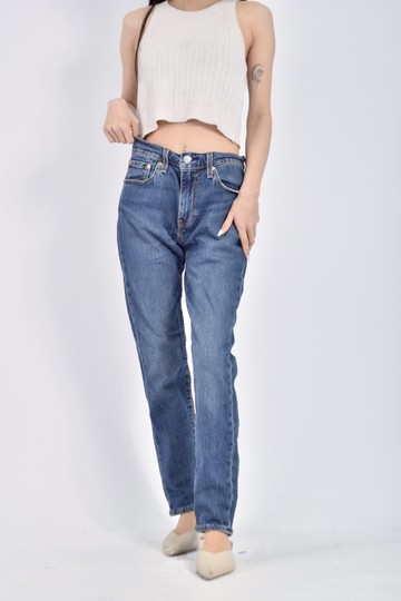 (M) levis質感丹寧牛仔棉質純棉藍色長褲