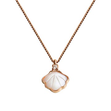 現貨+預購 925純銀項鍊貝殼吊墜-鑲鑽扇貝一貝子百搭女飾品2色74aq46【獨家進口】【米蘭精品】