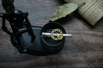 金色齿轮蒸汽朋克领带夹型男金属领带配件