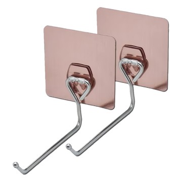 無痕貼衣架 2個組 - 免釘牆壁掛勾、不鏽鋼收納架  16.5 x 10.5 x 5.5cm  銀色