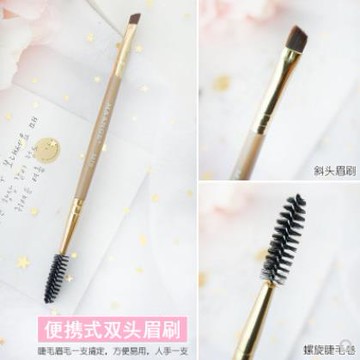 竹柄雙頭化妝刷眉刷梳 斜角眉粉眉膏刷+螺旋刷 睫毛卷刷