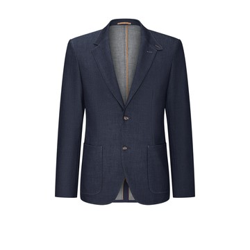 彈性雙釦斜紋休閒西裝式外套/深海軍藍色 | 5611386178