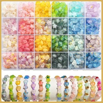 💠兒童手作DIY💠女童磨砂彩色亞克力星星愛心珠子diy飾品配件鎏金漸變色手鍊串珠