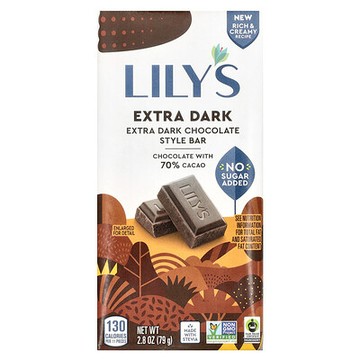 Lily's Sweets, 70% 可可牛奶巧克力棒，特黑，2.8 盎司（80 克）