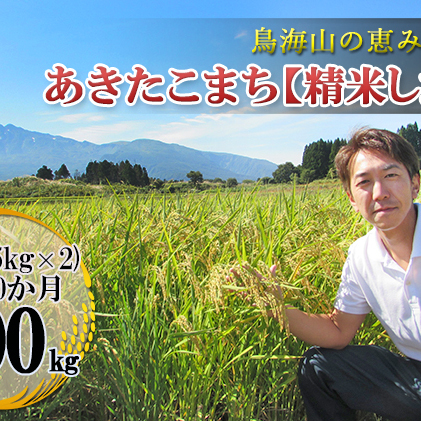10kg（5kg×2袋）×10ヶ月 鳥海山の恵み 農家直送！ あきたこまち［精米 したて！］