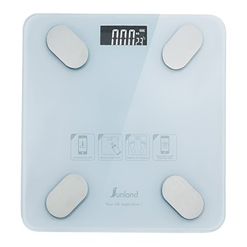 Sunland 智能藍牙體重計 4mm強化玻璃 APP健康管理 LCD夜視屏幕  SLHA001  白色  1個