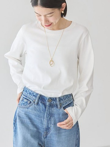 素面/邊框條紋圓領棉質上衣(HA51L1C0300) - AMERICAN HOLIC