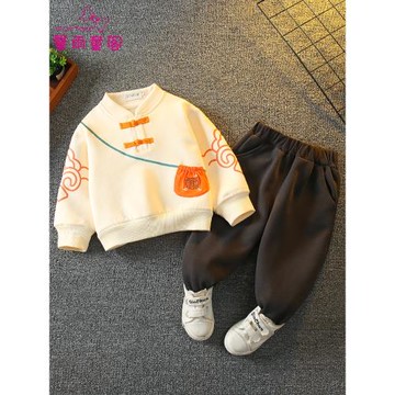 新中式拜年服男童漢服過年衣服兒童中國風小少爺唐裝寶寶周歲禮服