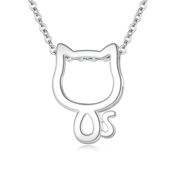 925純銀項鍊．可愛貓．客製化刻字