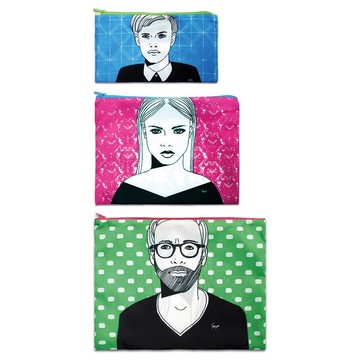 LOQI 三入組收納袋／人物 ZPBG