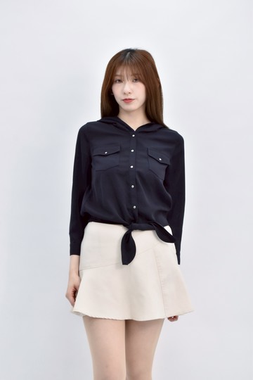 (S) u re質感長袖藍色襯衫上衣
