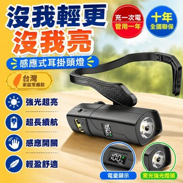 🔥臺灣出貨24H🔥2025新款頭燈強光超亮充電戶外登山夜釣魚專用超長續航感應耳掛式hhhf