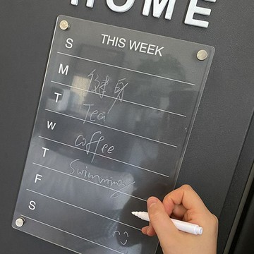 簡約ins透明亞克力留言板冰箱貼磁鐵掌門狗公仔入戶門磁性記事板居家備忘 牢固吸附 冰箱門居家玄關備忘留言專用 犬 磁鐵板
